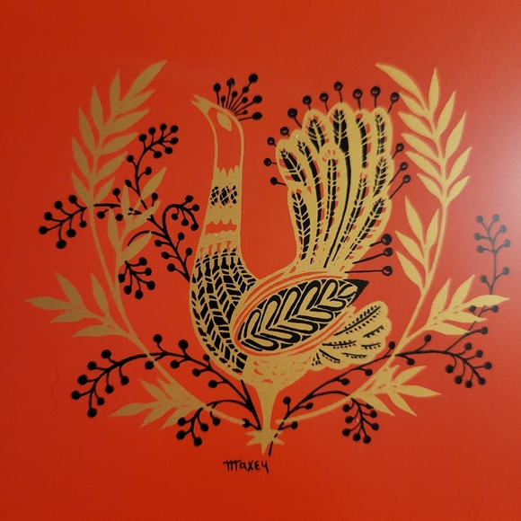 Vintage Maxey Peacock Tin - Metal Trays (4) ~ Tip or Snack Tray ~ 1960s ~ VGUC - Picture 11 of 15